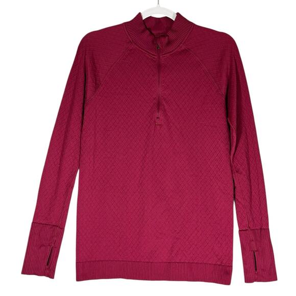 Lululemon Rest Less 1/2 Zip Pullover Top Sz 10 Seamless Running Activewear Red - Picture 1 of 11